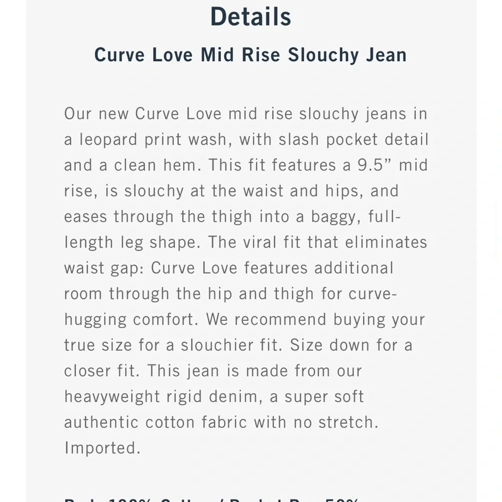 🩵 **NWT**Abercrombie & Fitch- Curve Love Mid-Rise Slouchy Jean- Size 30 - Picture 3 of 4